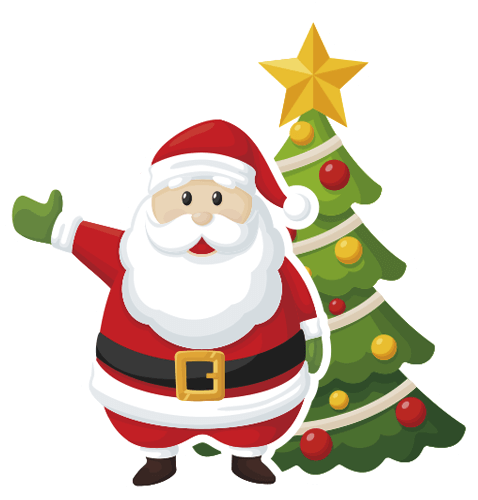Santa and Christmas Tree