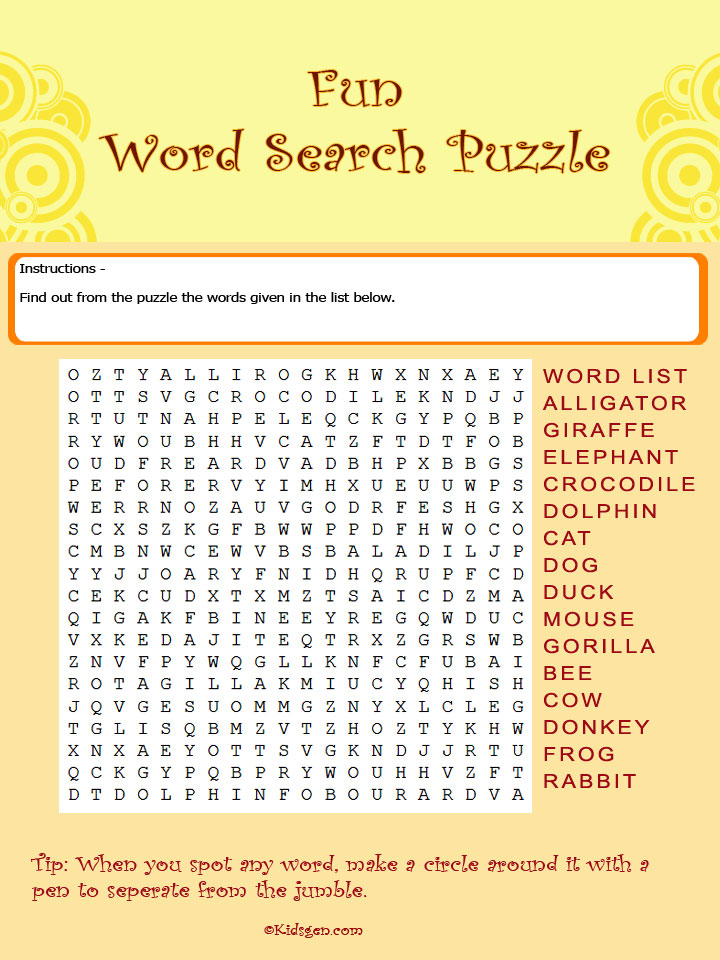 Word Search Template For Microsoft Word