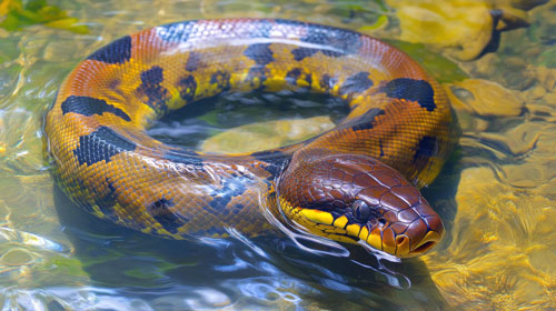 Anaconda, the large animal can be found in South America