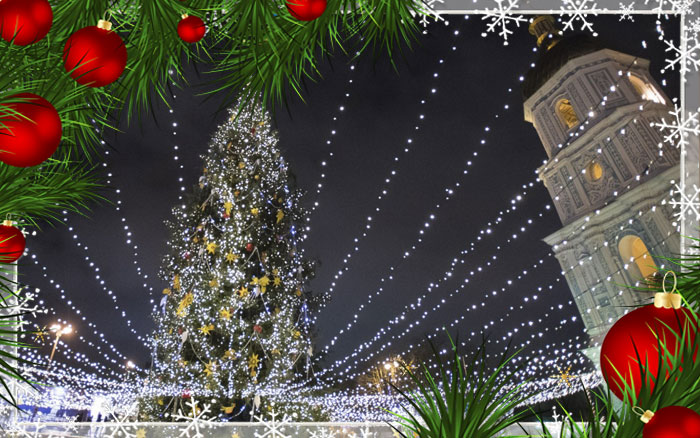 Christmas lighting and decorations in Ukraine