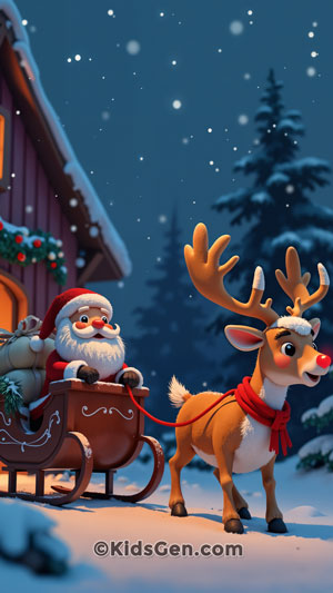 Santa and his reindeer in a sleigh, a delightful image for Christmas mobile wallpaper designs