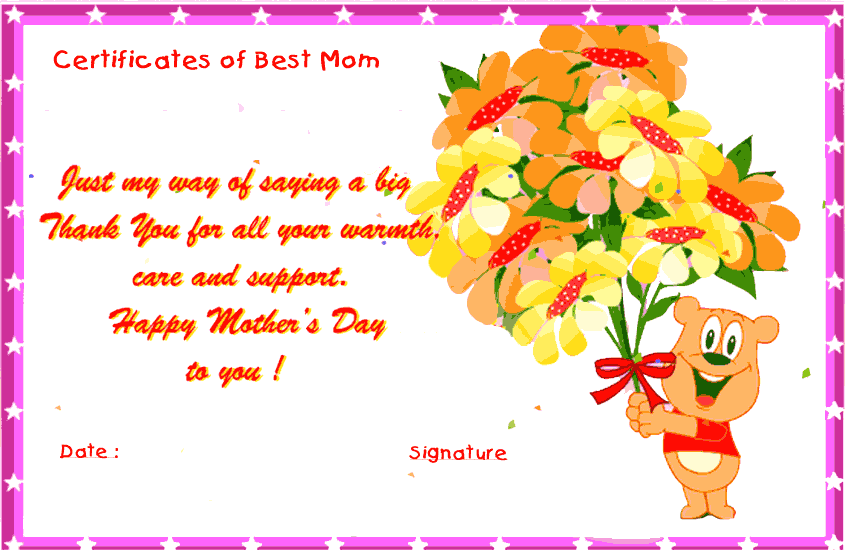 Mothersday Certificates To Print Out